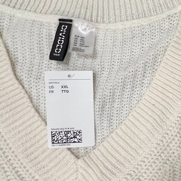 H&M Cream Knit Sweater Vest NWT XXL - Picture 2 of 2